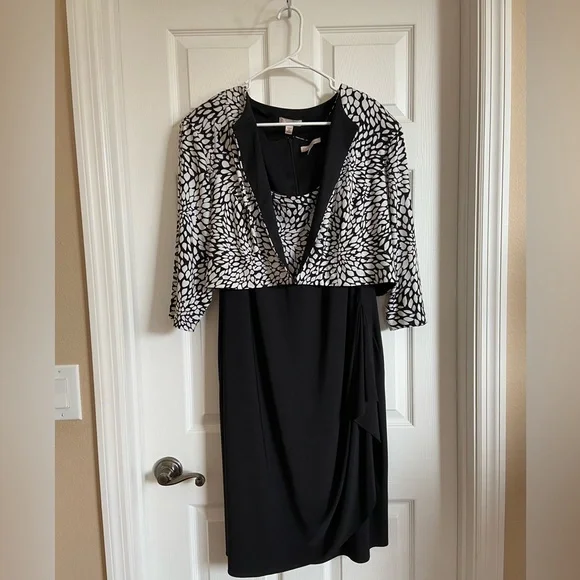 dressbarn black and white dress Dressbarn Petite Womens Dress Size 16P Black & White Pockets Back Zip